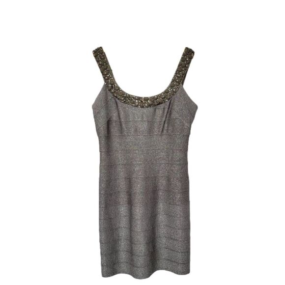 𝅺carmen MARC VALVO Bandage Embellished Dress bodycon Cocktail formal Size Large - Picture 1 of 14